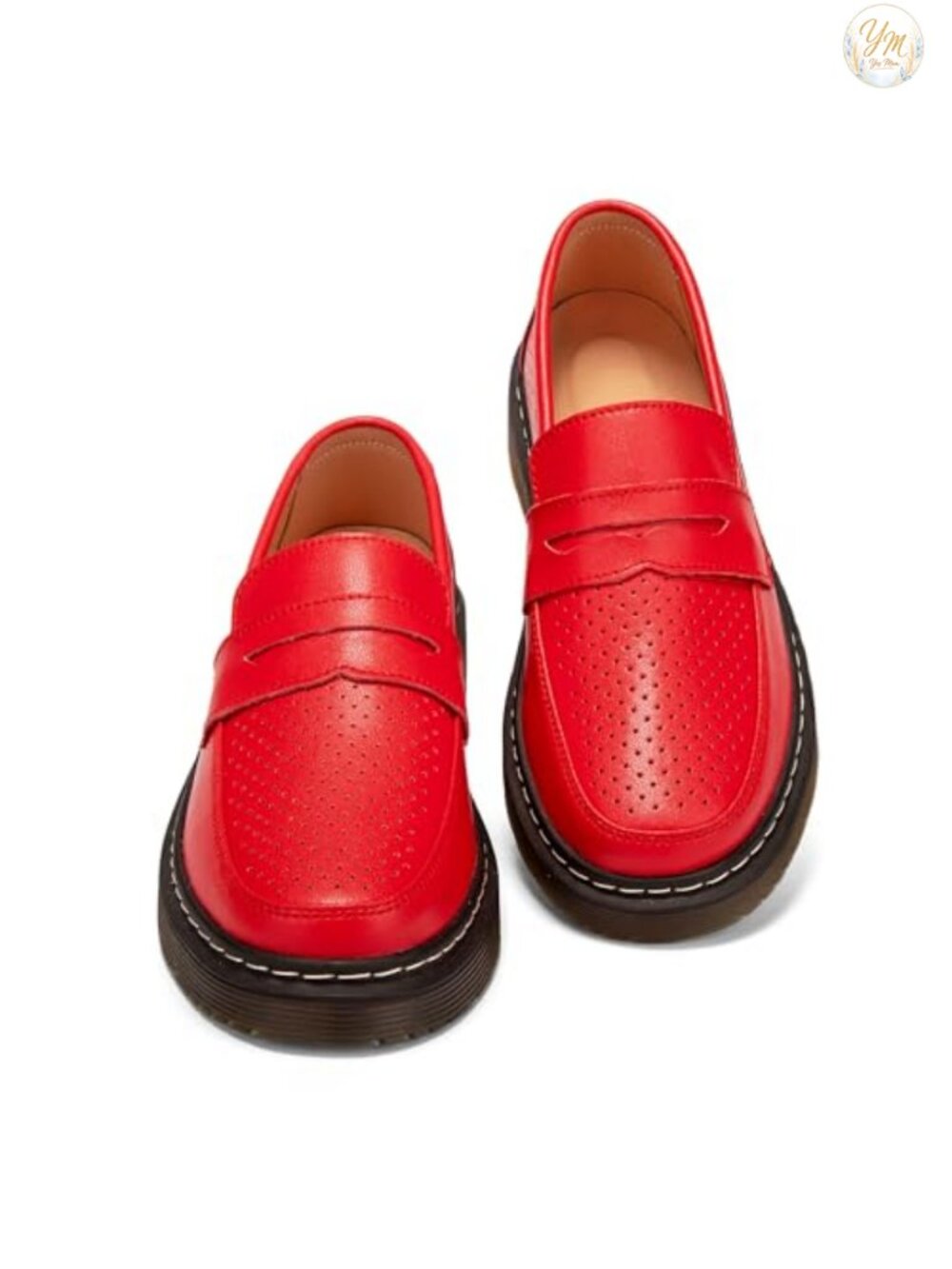 Penny Loafers Women Genuine Leather Memory Foam Perforated Comfort